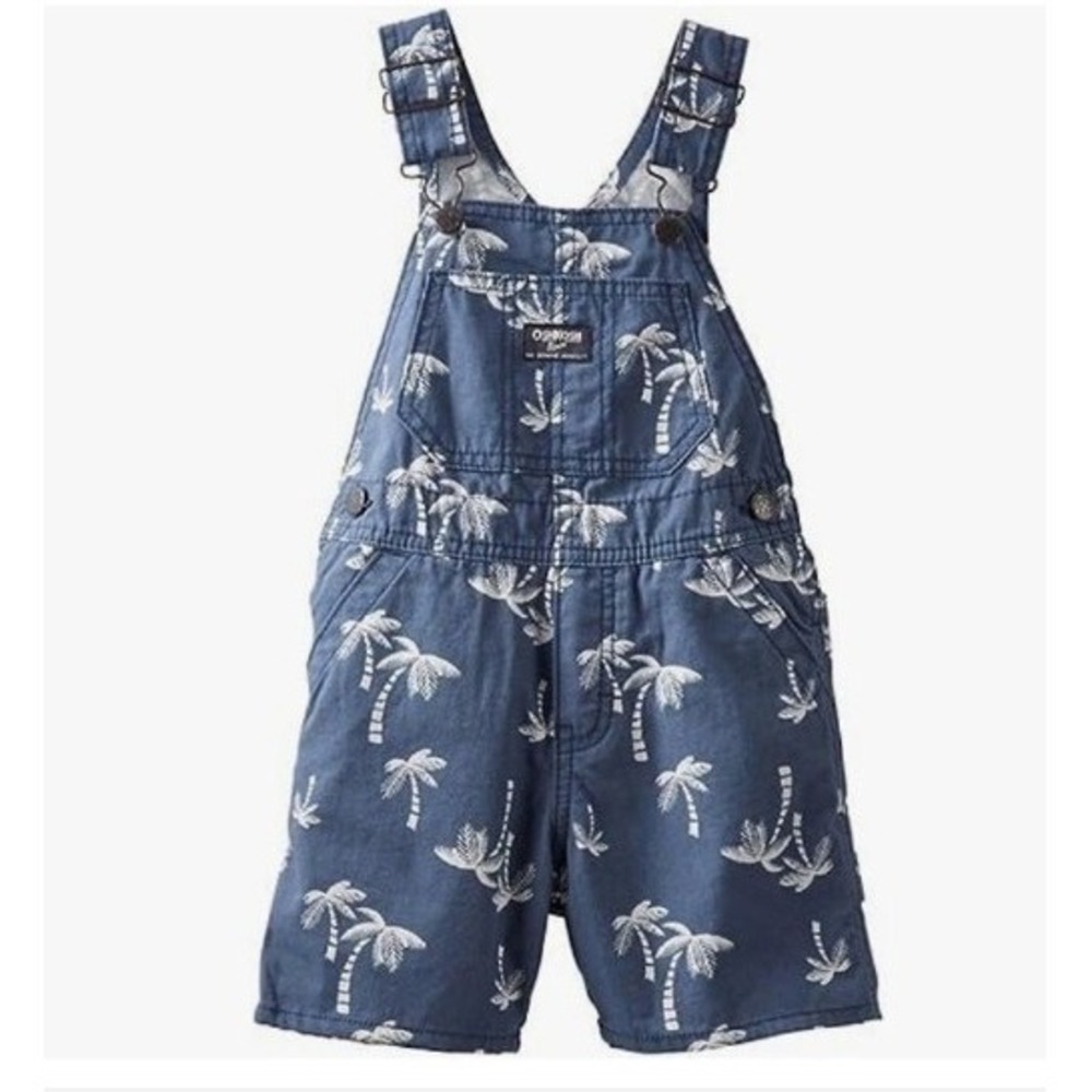 Oshkosh Boys Shortalls Palm Trees Print 9 Months Blue Vestbak‎